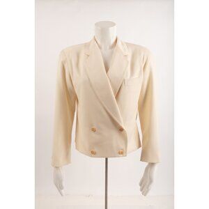 Gucci Vintage Womens Short Blazer Suit Jacket Ivory Size 40 US S Small Wool 80s